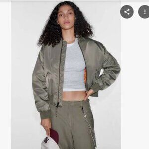 TNA Artizia Brea Bomber Jacket Goose Down Y2K Gorpcore Utility Army Green Small